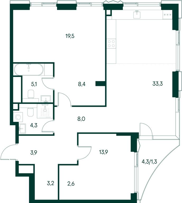 2-BD Apartment Sale, 103.5 sq. m. at Primavera, Volokolamskoye Highway, вл67, Moscow, Russia #2 2-BD Apartment Sale, 103.5 sq. m. at Primavera, Volokolamskoye Highway, вл67, Moscow, Russia #2