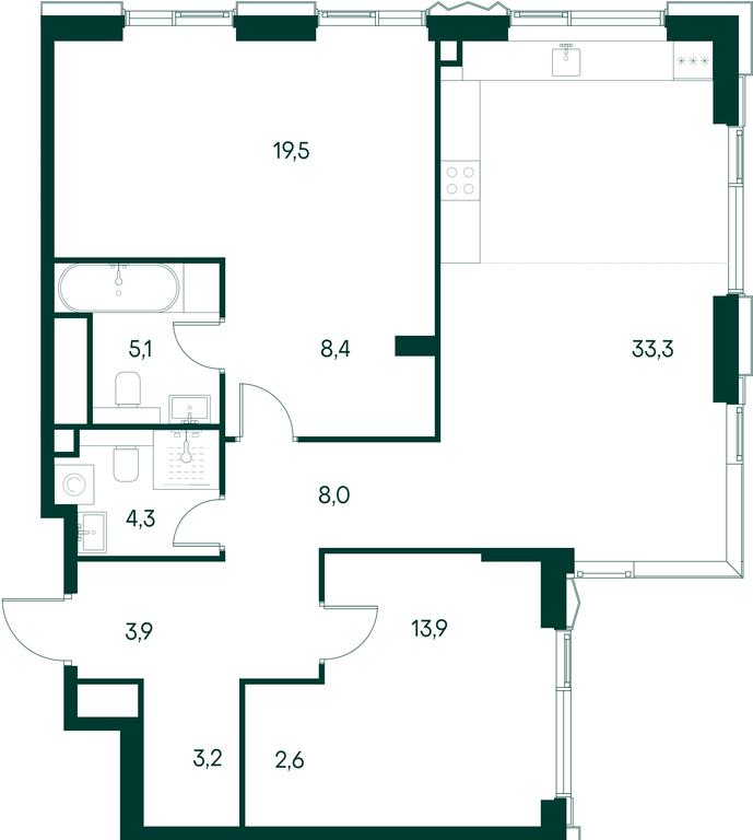 2-BD Apartment Sale, 102.2 sq. m. at Primavera, Volokolamskoye Highway, вл67, Moscow, Russia #2 2-BD Apartment Sale, 102.2 sq. m. at Primavera, Volokolamskoye Highway, вл67, Moscow, Russia #2