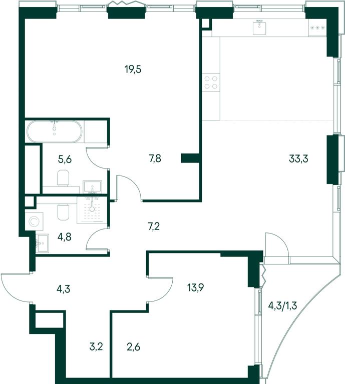 2-BD Apartment Sale, 103.5 sq. m. at Primavera, Volokolamskoye Highway, вл67, Moscow, Russia #1 2-BD Apartment Sale, 103.5 sq. m. at Primavera, Volokolamskoye Highway, вл67, Moscow, Russia #1