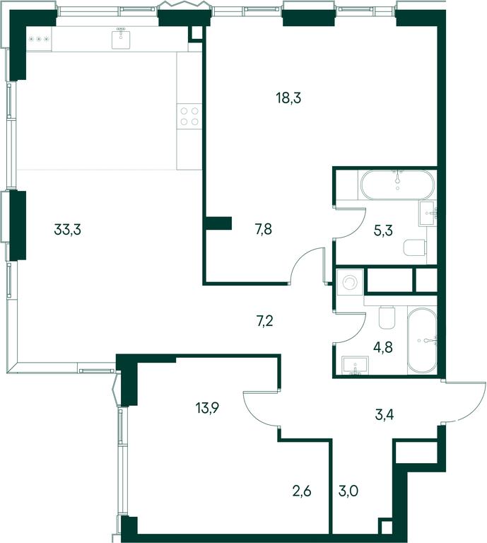 2-BD Apartment Sale, 99.6 sq. m. at Primavera, Volokolamskoye Highway, вл67, Moscow, Russia #2