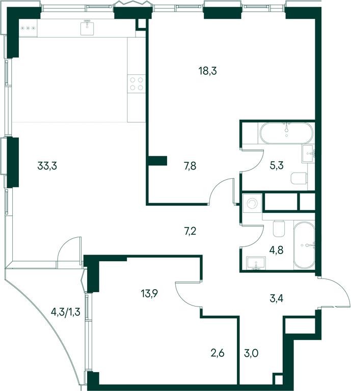 2-BD Apartment Sale, 100.9 sq. m. at Primavera, Volokolamskoye Highway, вл67, Moscow, Russia #2