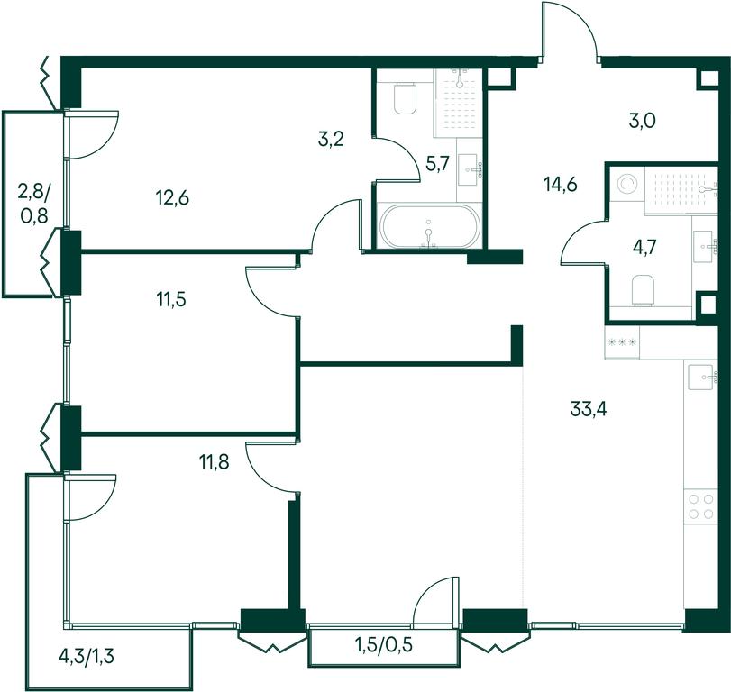 3-BD Apartment Sale, 103.1平方米 at Primavera, Volokolamskoye Highway, вл67, Moscow, Russia #2 3-BD Apartment Sale, 103.1平方米 at Primavera, Volokolamskoye Highway, вл67, Moscow, Russia #2
