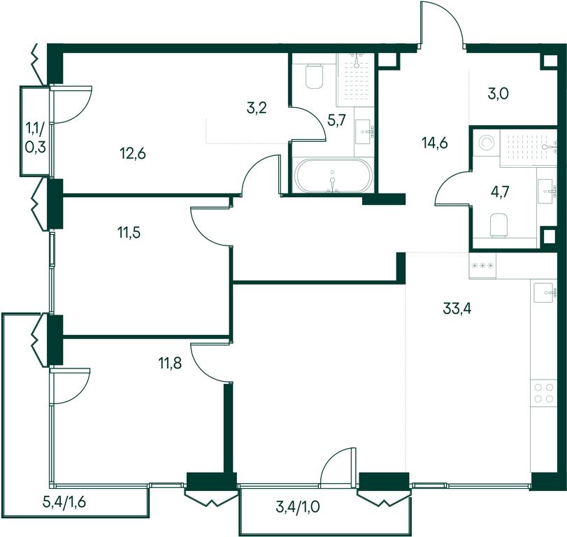 3-BD Apartment Sale, 103.4 sq. m. at Primavera, Volokolamskoye Highway, вл67, Moscow, Russia #2