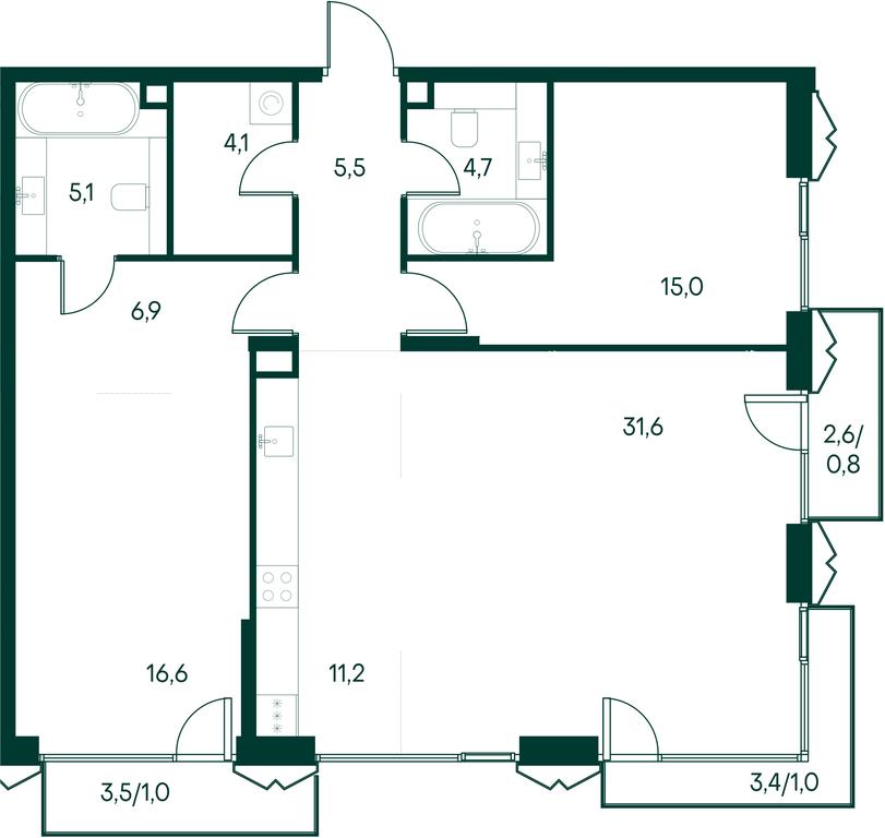 2-BD Apartment Sale, 103.6 sq. m. at Primavera, Volokolamskoye Highway, вл67, Moscow, Russia #1