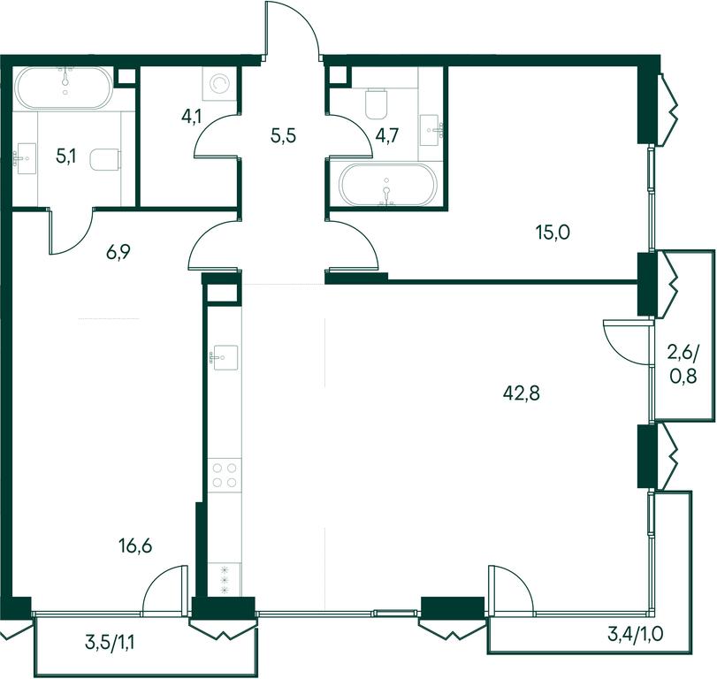 2-BD Apartment Sale, 103.6 sq. m. at Primavera, Volokolamskoye Highway, вл67, Moscow, Russia #2