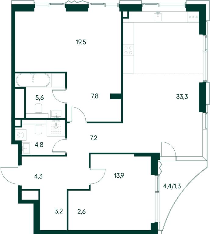 2-BD Apartment Sale, 103.5平方米 at Primavera, Volokolamskoye Highway, вл67, Moscow, Russia #1 2-BD Apartment Sale, 103.5平方米 at Primavera, Volokolamskoye Highway, вл67, Moscow, Russia #1
