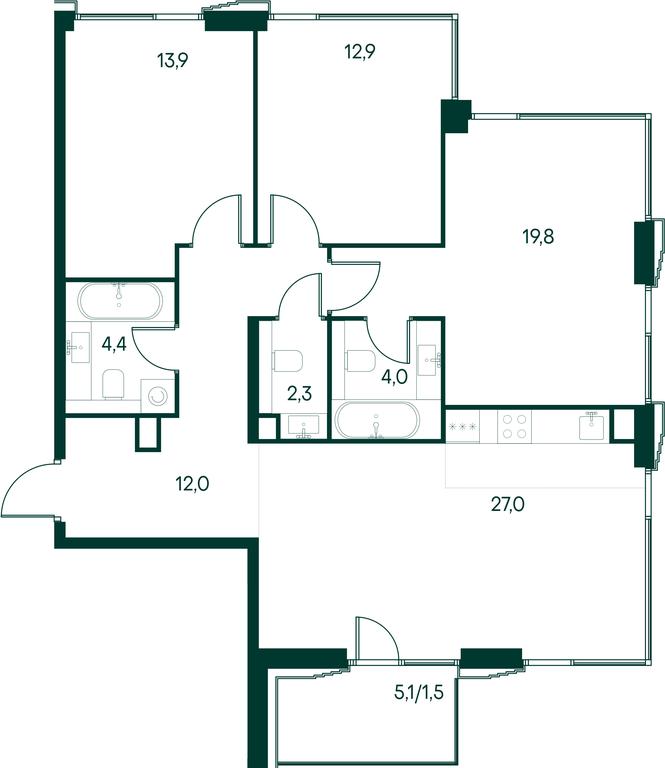3-BD Apartment Sale, 97.8 sq. m. at Primavera, Volokolamskoye Highway, вл67, Moscow, Russia #2 3-BD Apartment Sale, 97.8 sq. m. at Primavera, Volokolamskoye Highway, вл67, Moscow, Russia #2