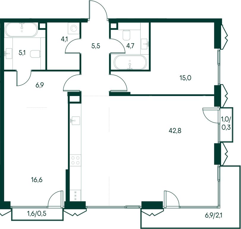 2-BD Apartment Sale, 103.6平方米 at Primavera, Volokolamskoye Highway, вл67, Moscow, Russia #2 2-BD Apartment Sale, 103.6平方米 at Primavera, Volokolamskoye Highway, вл67, Moscow, Russia #2