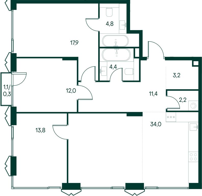 3-BD Apartment Sale, 104平方米 at Primavera, Volokolamskoye Highway, вл67, Moscow, Russia #2 3-BD Apartment Sale, 104平方米 at Primavera, Volokolamskoye Highway, вл67, Moscow, Russia #2
