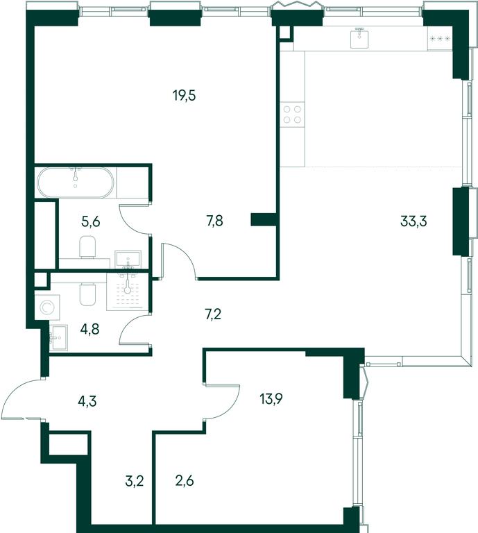 2-BD Apartment Sale, 102.2平方米 at Primavera, Volokolamskoye Highway, вл67, Moscow, Russia #1 2-BD Apartment Sale, 102.2平方米 at Primavera, Volokolamskoye Highway, вл67, Moscow, Russia #1