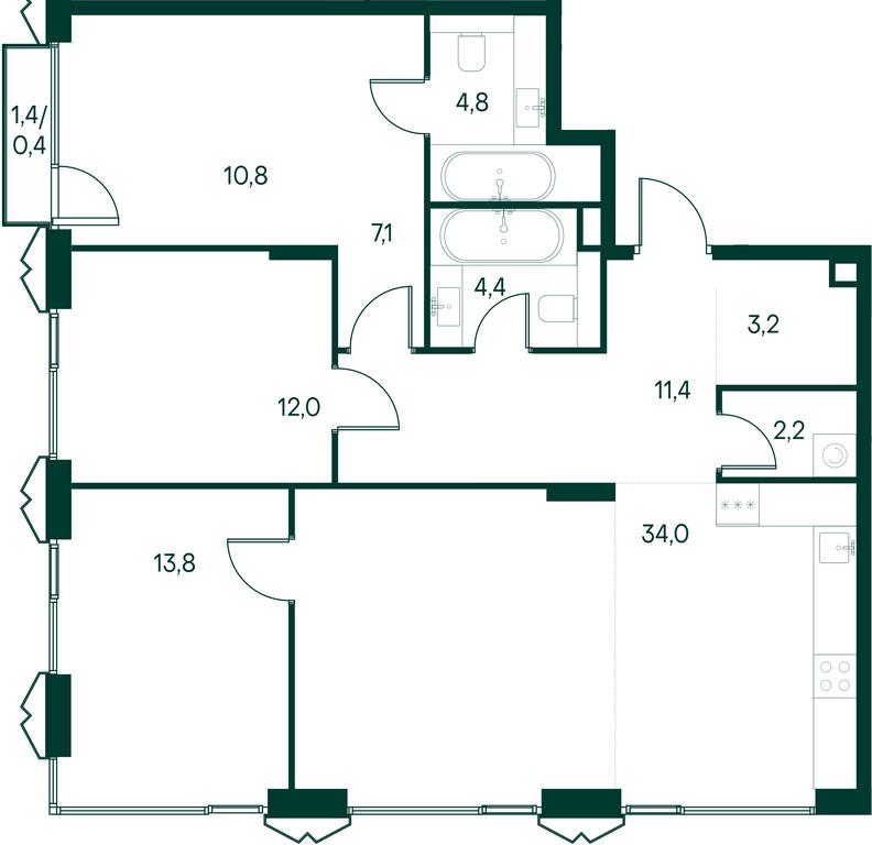 3-BD Apartment Sale, 104.1平方米 at Primavera, Volokolamskoye Highway, вл67, Moscow, Russia #2 3-BD Apartment Sale, 104.1平方米 at Primavera, Volokolamskoye Highway, вл67, Moscow, Russia #2