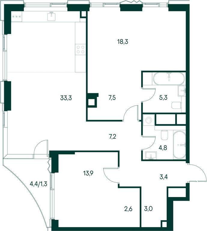 2-BD Apartment Sale, 100.6平方米 at Primavera, Volokolamskoye Highway, вл67, Moscow, Russia #1 2-BD Apartment Sale, 100.6平方米 at Primavera, Volokolamskoye Highway, вл67, Moscow, Russia #1