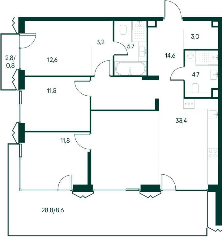 3-BD Apartment Sale, 109.9 sq. m. at Primavera, Volokolamskoye Highway, вл67, Moscow, Russia #2