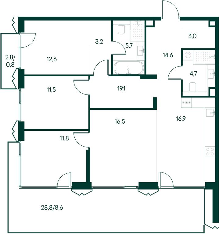 3-BD Apartment Sale, 109.9 sq. m. at Primavera, Volokolamskoye Highway, вл67, Moscow, Russia #1