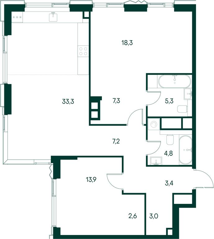 2-BD Apartment Sale, 99.1平方米 at Primavera, Volokolamskoye Highway, вл67, Moscow, Russia #2 2-BD Apartment Sale, 99.1平方米 at Primavera, Volokolamskoye Highway, вл67, Moscow, Russia #2