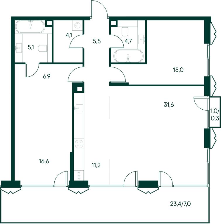 2-BD Apartment Sale, 108 sq. m. at Primavera, Volokolamskoye Highway, вл67, Moscow, Russia #1