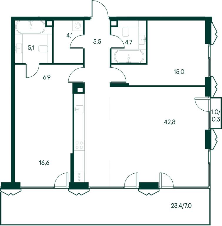 2-BD Apartment Sale, 108 sq. m. at Primavera, Volokolamskoye Highway, вл67, Moscow, Russia #2