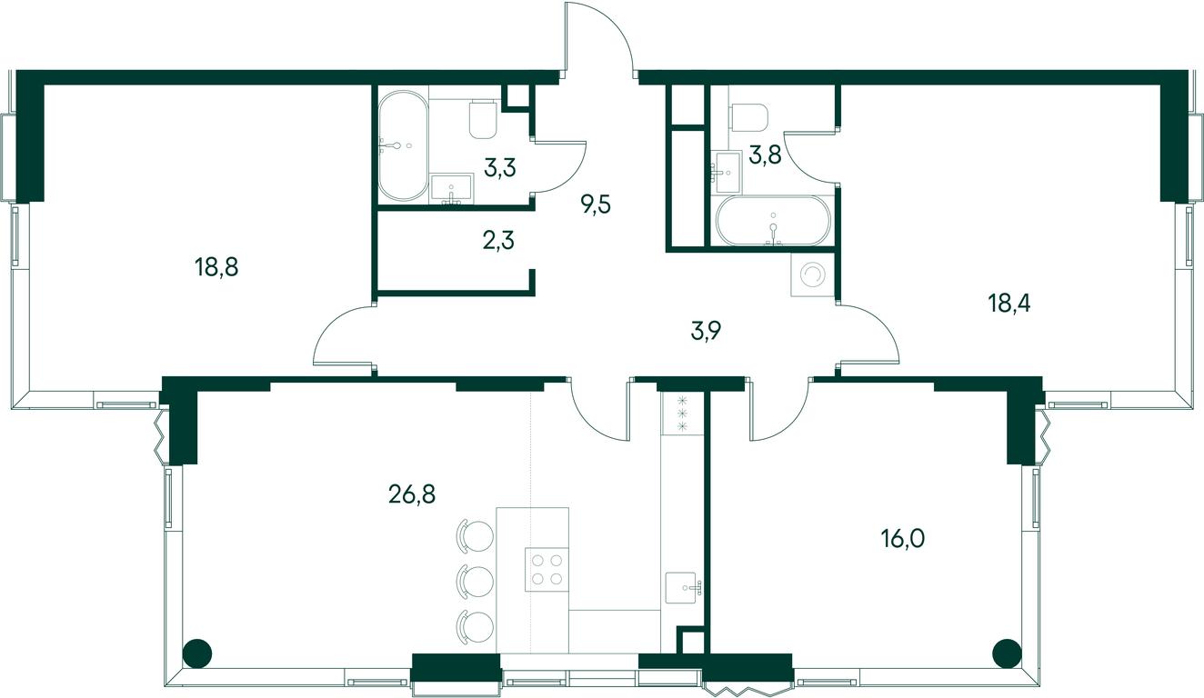 3-BD Apartment Sale, 102.8平方米 at Primavera, Volokolamskoye Highway, вл67, Moscow, Russia #2 3-BD Apartment Sale, 102.8平方米 at Primavera, Volokolamskoye Highway, вл67, Moscow, Russia #2