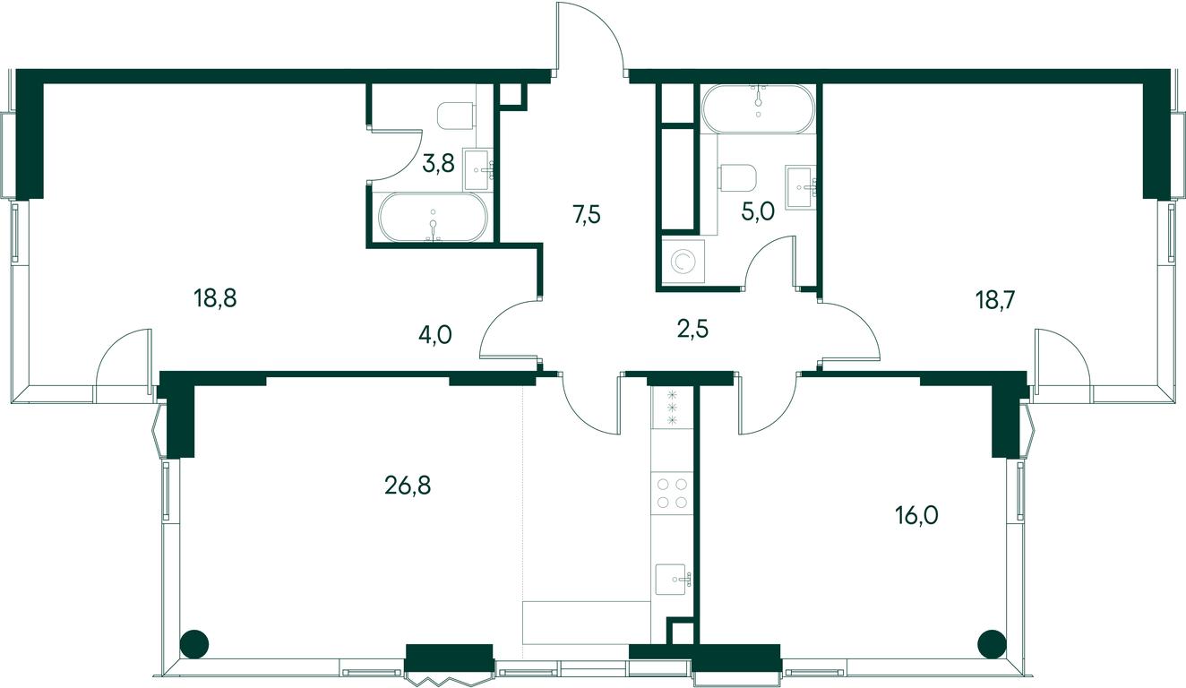 3-BD Apartment Sale, 103.1 sq. m. at Primavera, Volokolamskoye Highway, вл67, Moscow, Russia #2