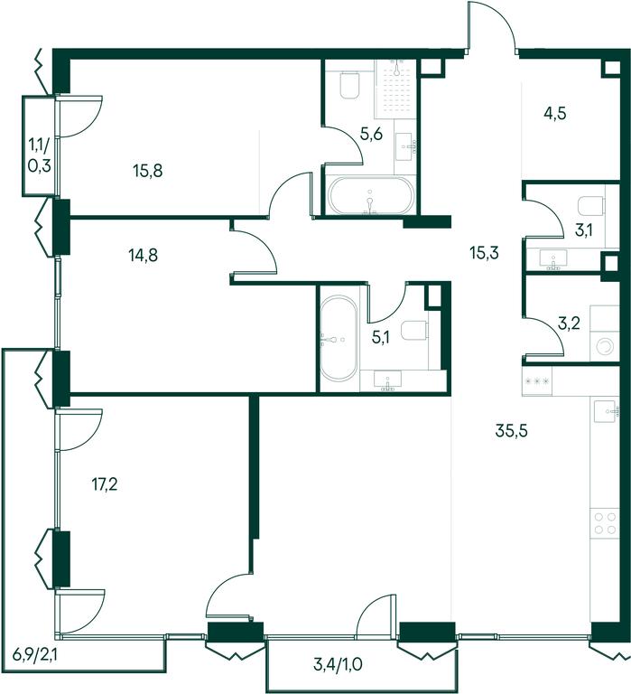 3-BD Apartment Sale, 123.5平方米 at Primavera, Volokolamskoye Highway, вл67, Moscow, Russia #2 3-BD Apartment Sale, 123.5平方米 at Primavera, Volokolamskoye Highway, вл67, Moscow, Russia #2