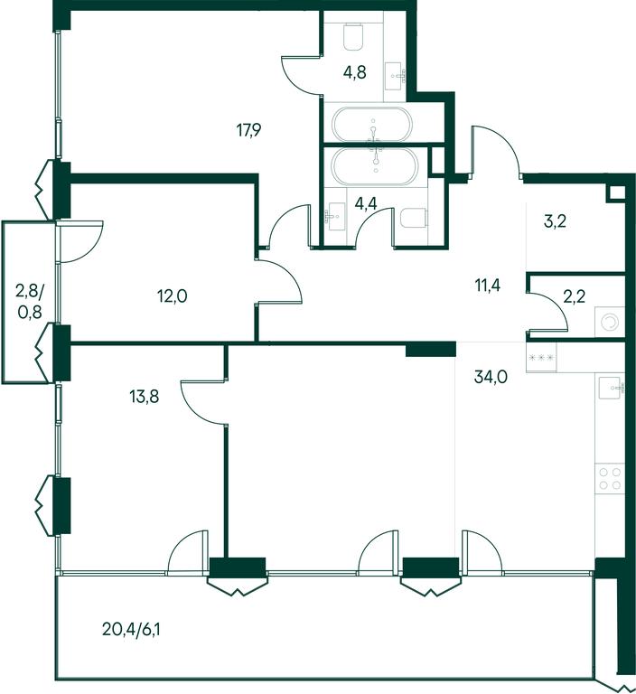 3-BD Apartment Sale, 110.6 sq. m. at Primavera, Volokolamskoye Highway, вл67, Moscow, Russia #2 3-BD Apartment Sale, 110.6 sq. m. at Primavera, Volokolamskoye Highway, вл67, Moscow, Russia #2