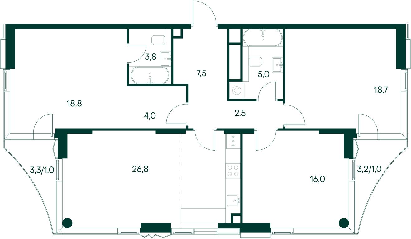 3-BD Apartment Sale, 105.1 sq. m. at Primavera, Volokolamskoye Highway, вл67, Moscow, Russia #2 3-BD Apartment Sale, 105.1 sq. m. at Primavera, Volokolamskoye Highway, вл67, Moscow, Russia #2