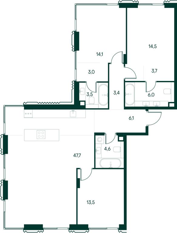 3-BD Apartment Sale, 120.1平方米 at Primavera, Volokolamskoye Highway, вл67, Moscow, Russia #2 3-BD Apartment Sale, 120.1平方米 at Primavera, Volokolamskoye Highway, вл67, Moscow, Russia #2