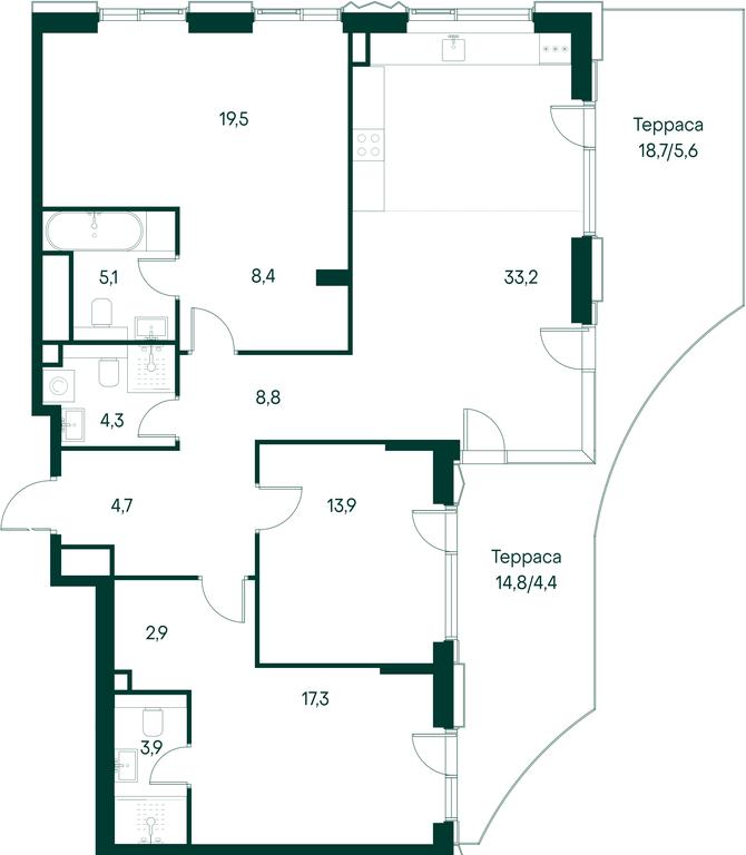 3-BD Apartment Sale, 132平方米 at Primavera, Volokolamskoye Highway, вл67, Moscow, Russia #2