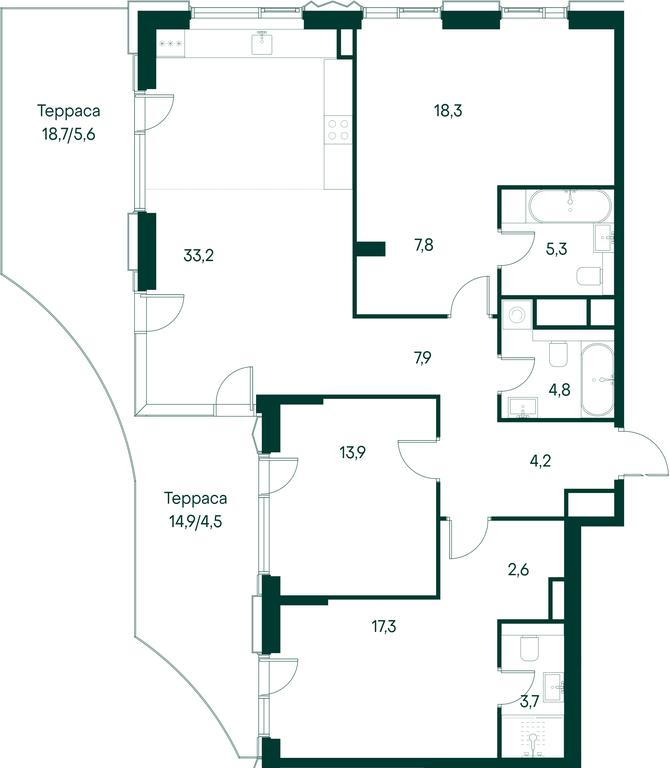 3-BD Apartment Sale, 129.1平方米 at Primavera, Volokolamskoye Highway, вл67, Moscow, Russia #2