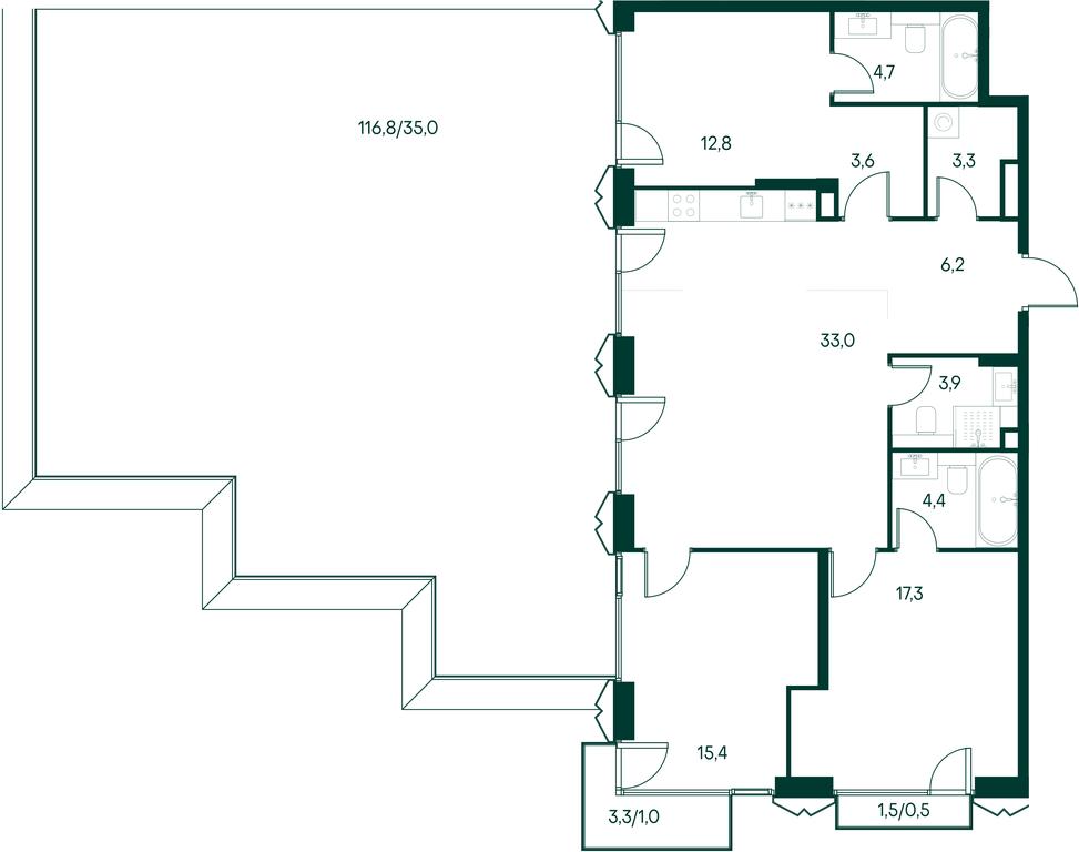 3-BD Apartment Sale, 141.1平方米 at Primavera, Volokolamskoye Highway, вл67, Moscow, Russia #2