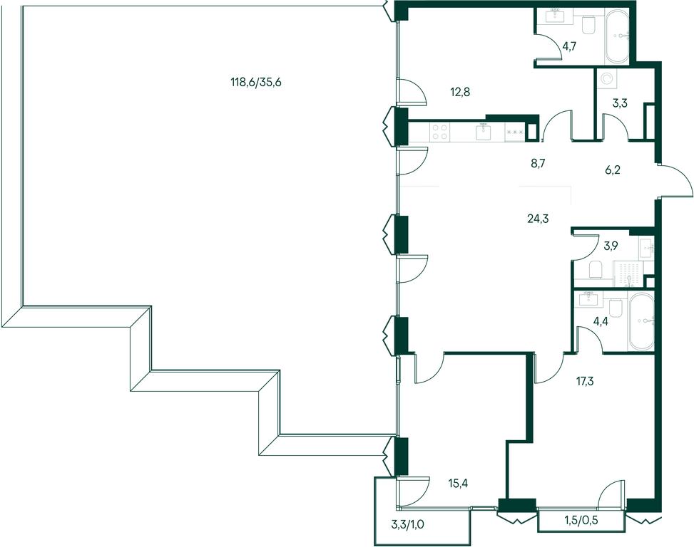 3-BD Apartment Sale, 141.1平方米 at Primavera, Volokolamskoye Highway, вл67, Moscow, Russia #1