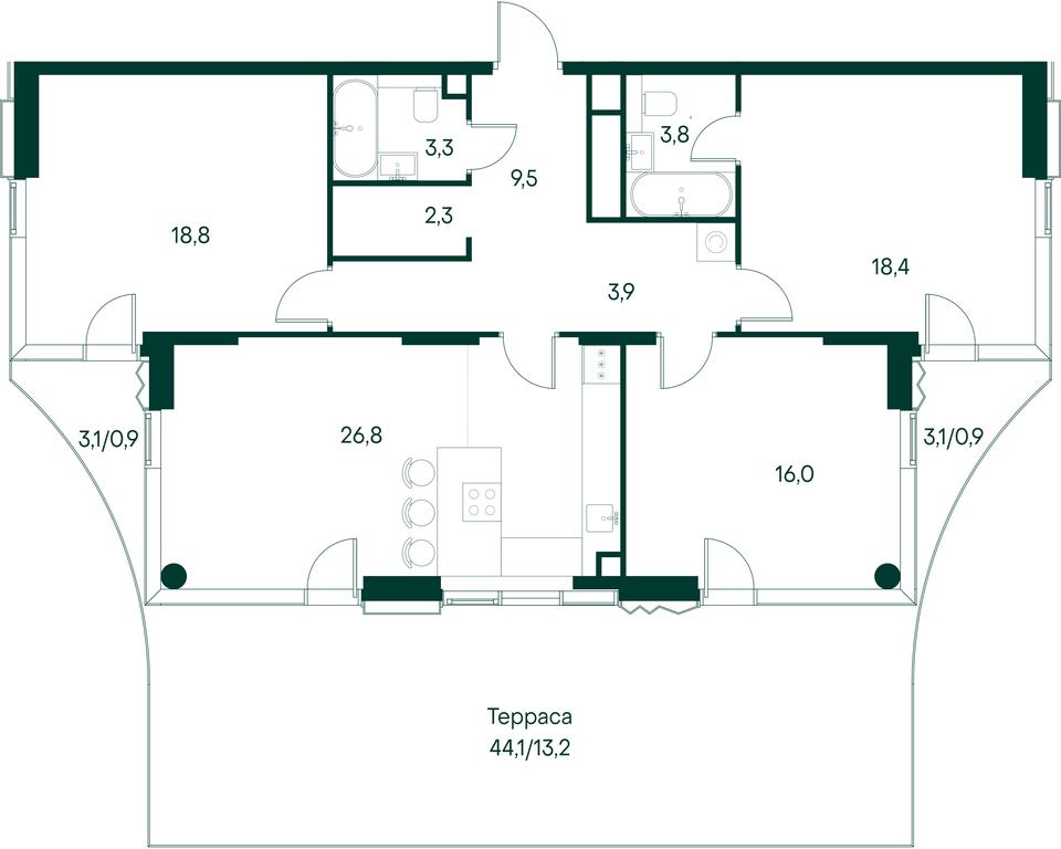 3-BD Apartment Sale, 117.8 sq. m. at Primavera, Volokolamskoye Highway, вл67, Moscow, Russia #2