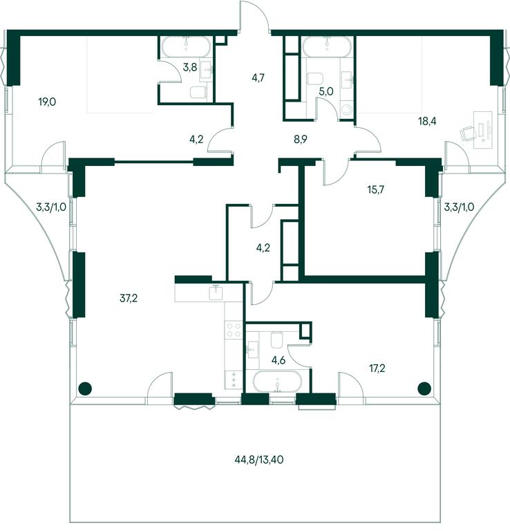 4-BD Apartment Sale, 158.3 sq. m. at Primavera, Volokolamskoye Highway, вл67, Moscow, Russia #1