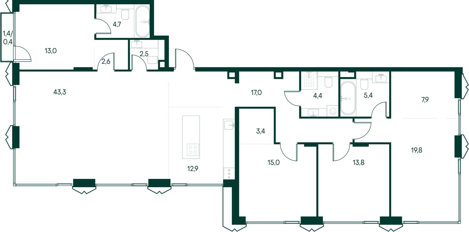 4-BD Apartment Sale, 166.1平方米 at Primavera, Volokolamskoye Highway, вл67, Moscow, Russia #1