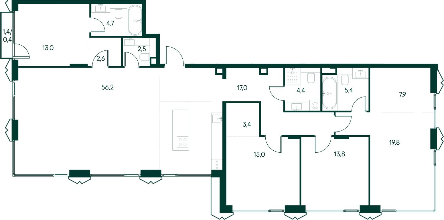 4-BD Apartment Sale, 166.1平方米 at Primavera, Volokolamskoye Highway, вл67, Moscow, Russia #2
