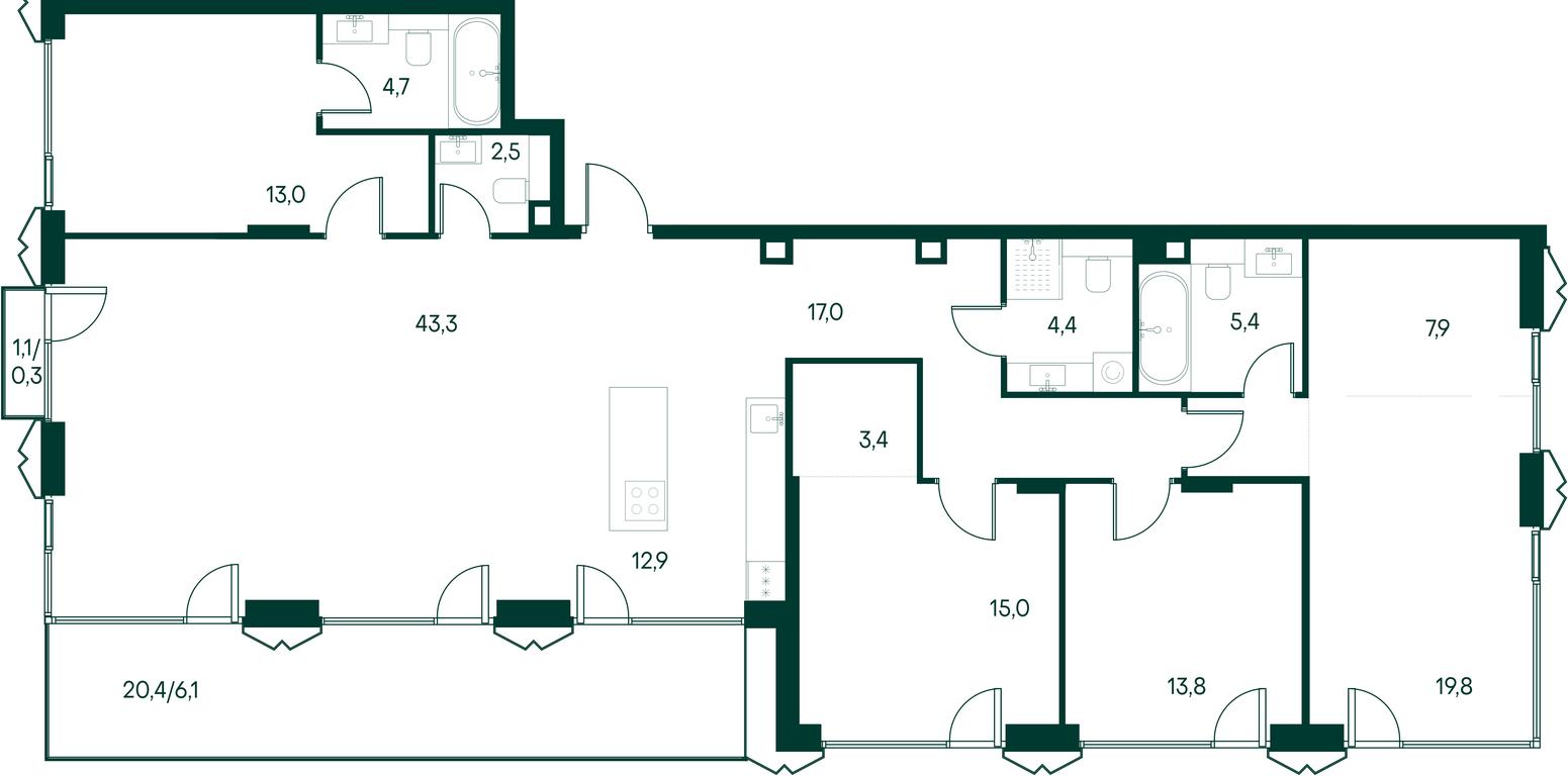 4-BD Apartment Sale, 172.1 sq. m. at Primavera, Volokolamskoye Highway, вл67, Moscow, Russia #1