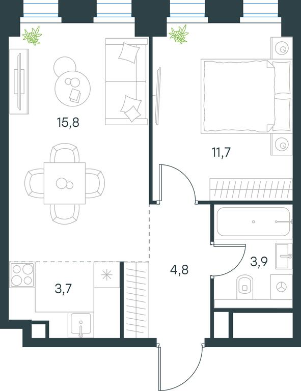 1-BD Apartment Sale, 39.9 sq. m. at Level Seligerskaya, Ilmenskiy Drive, 12, Moscow, Russia #1
