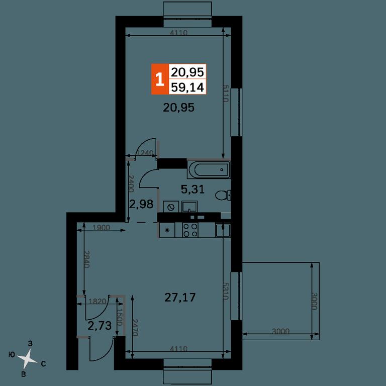 2-BD Apartment Sale, 59.13平方米 at Zhavoronki Club, zhiloy kompleks Akkord Smart-kvartal, Mitkino Village, Odintsovskiy City District, Moscow Region, Russia #2 2-BD Apartment Sale, 59.13平方米 at Zhavoronki Club, zhiloy kompleks Akkord Smart-kvartal, Mitkino Village, Odintsovskiy City District, Moscow Region, Russia #2