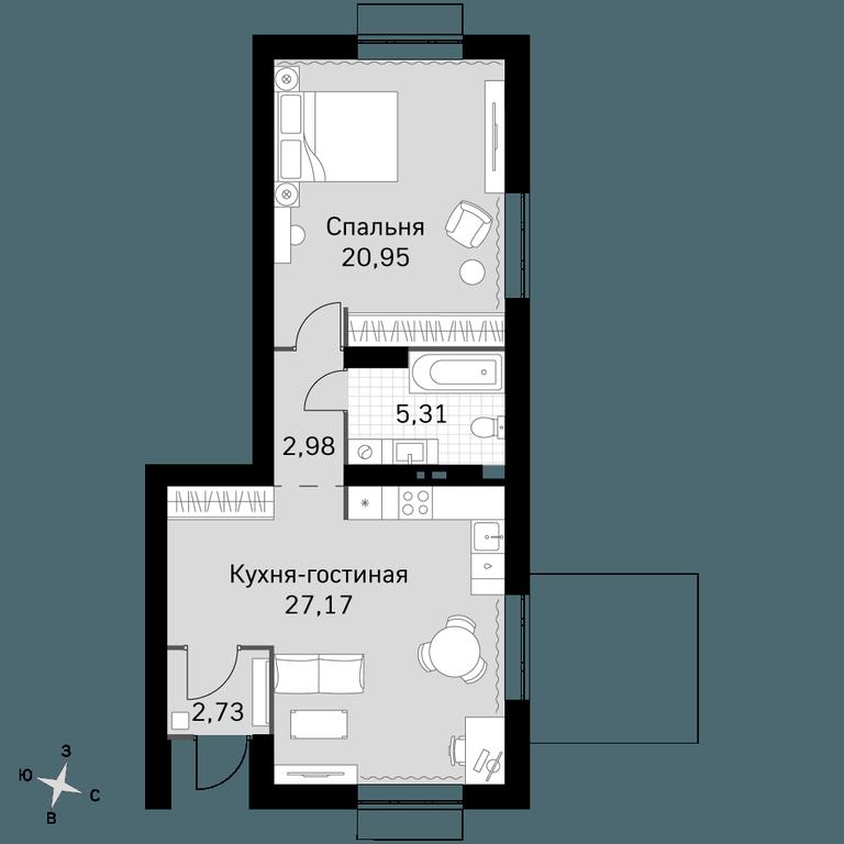 2-BD Apartment Sale, 59.13平方米 at Zhavoronki Club, zhiloy kompleks Akkord Smart-kvartal, Mitkino Village, Odintsovskiy City District, Moscow Region, Russia #1 2-BD Apartment Sale, 59.13平方米 at Zhavoronki Club, zhiloy kompleks Akkord Smart-kvartal, Mitkino Village, Odintsovskiy City District, Moscow Region, Russia #1