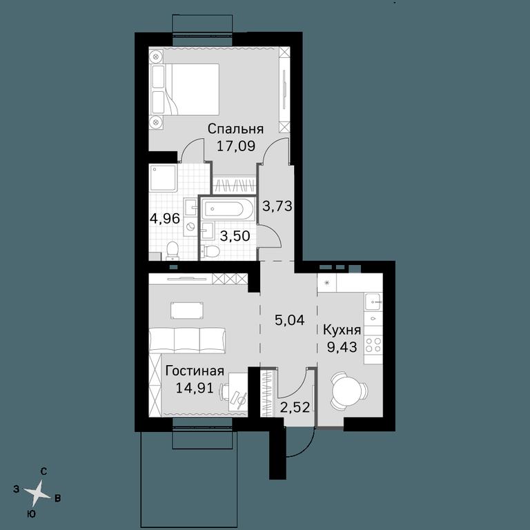 2-BD Apartment Sale, 61.18平方米 at Zhavoronki Club, zhiloy kompleks Akkord Smart-kvartal, Mitkino Village, Odintsovskiy City District, Moscow Region, Russia #1 2-BD Apartment Sale, 61.18平方米 at Zhavoronki Club, zhiloy kompleks Akkord Smart-kvartal, Mitkino Village, Odintsovskiy City District, Moscow Region, Russia #1