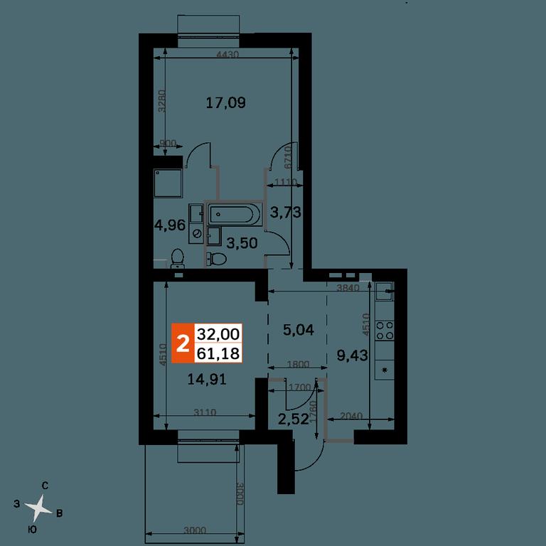 2-BD Apartment Sale, 61.18平方米 at Zhavoronki Club, zhiloy kompleks Akkord Smart-kvartal, Mitkino Village, Odintsovskiy City District, Moscow Region, Russia #2 2-BD Apartment Sale, 61.18平方米 at Zhavoronki Club, zhiloy kompleks Akkord Smart-kvartal, Mitkino Village, Odintsovskiy City District, Moscow Region, Russia #2