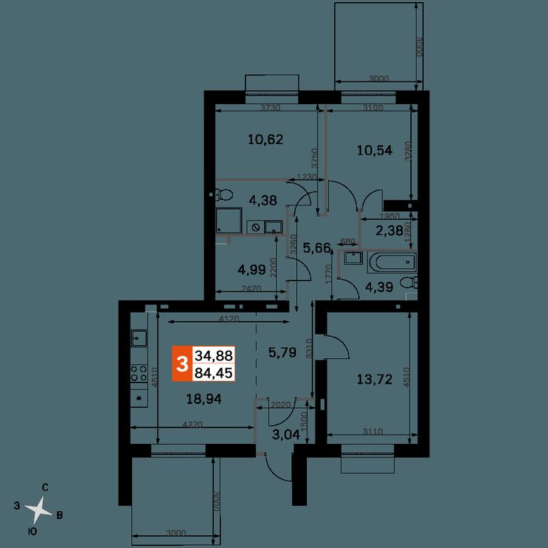 3-BD Apartment Sale, 84.45平方米 at Zhavoronki Club, zhiloy kompleks Akkord Smart-kvartal, Mitkino Village, Odintsovskiy City District, Moscow Region, Russia #2 3-BD Apartment Sale, 84.45平方米 at Zhavoronki Club, zhiloy kompleks Akkord Smart-kvartal, Mitkino Village, Odintsovskiy City District, Moscow Region, Russia #2