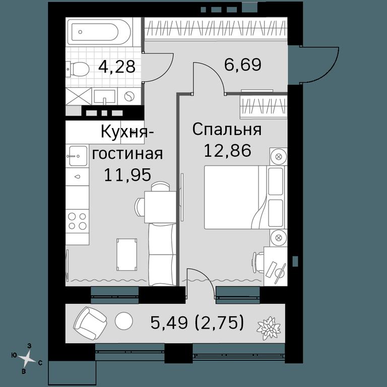 1-BD Apartment Sale, 38.53平方米 at Zhavoronki Club, zhiloy kompleks Akkord Smart-kvartal, Mitkino Village, Odintsovskiy City District, Moscow Region, Russia #1 1-BD Apartment Sale, 38.53平方米 at Zhavoronki Club, zhiloy kompleks Akkord Smart-kvartal, Mitkino Village, Odintsovskiy City District, Moscow Region, Russia #1