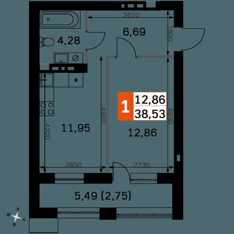 1-BD Apartment Sale, 38.53平方米 at Zhavoronki Club, zhiloy kompleks Akkord Smart-kvartal, Mitkino Village, Odintsovskiy City District, Moscow Region, Russia #2 1-BD Apartment Sale, 38.53平方米 at Zhavoronki Club, zhiloy kompleks Akkord Smart-kvartal, Mitkino Village, Odintsovskiy City District, Moscow Region, Russia #2