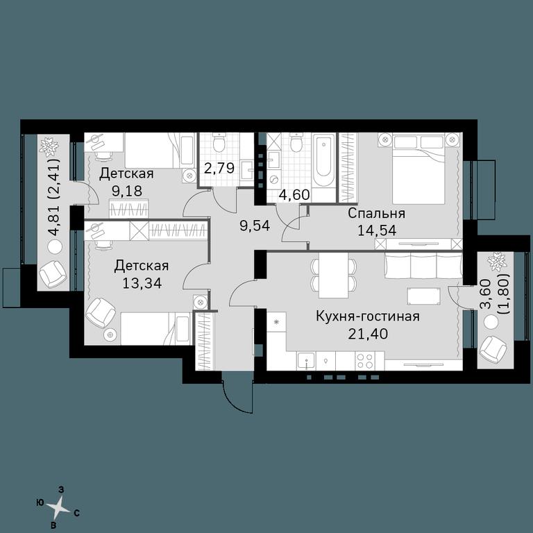 3-BD Apartment Sale, 79.6 sq. m. at Zhavoronki Club, zhiloy kompleks Akkord Smart-kvartal, Mitkino Village, Odintsovskiy City District, Moscow Region, Russia #1 3-BD Apartment Sale, 79.6 sq. m. at Zhavoronki Club, zhiloy kompleks Akkord Smart-kvartal, Mitkino Village, Odintsovskiy City District, Moscow Region, Russia #1
