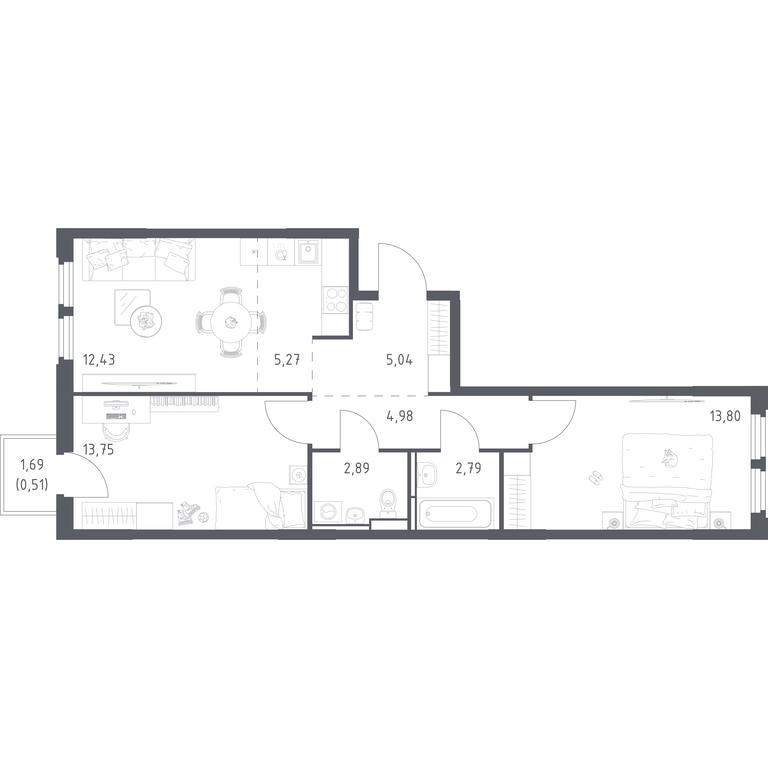 1-BD Apartment Sale, 61.46 sq. m. at Kosmicheskiy kvartal, M.K. Tikhonravova Street, Yubileyniy Microdistrict, Korolyov, Moscow Region, Russia #2 1-BD Apartment Sale, 61.46 sq. m. at Kosmicheskiy kvartal, M.K. Tikhonravova Street, Yubileyniy Microdistrict, Korolyov, Moscow Region, Russia #2