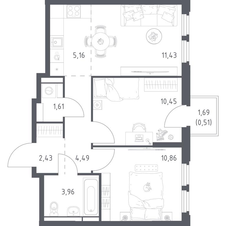 1-BD Apartment Sale, 50.9平方米 at Kosmicheskiy kvartal, M.K. Tikhonravova Street, Yubileyniy Microdistrict, Korolyov, Moscow Region, Russia #2 1-BD Apartment Sale, 50.9平方米 at Kosmicheskiy kvartal, M.K. Tikhonravova Street, Yubileyniy Microdistrict, Korolyov, Moscow Region, Russia #2