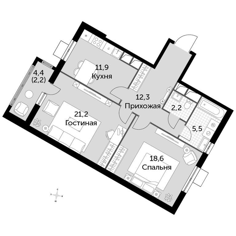 Продажа 2-комн. квартиры, 74 м² в ЖК «Римский», Римский проезд, 1, посёлок Развилка, Ленинский городской округ, Московская область, Россия #1 Продажа 2-комн. квартиры, 74 м² в ЖК «Римский», Римский проезд, 1, посёлок Развилка, Ленинский городской округ, Московская область, Россия #1