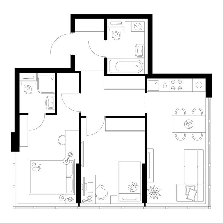 2-BD Apartment Sale, 53.7 sq. m. at Businovskiy Park, Izhorskaya Street, 6с5, Moscow, Russia #2