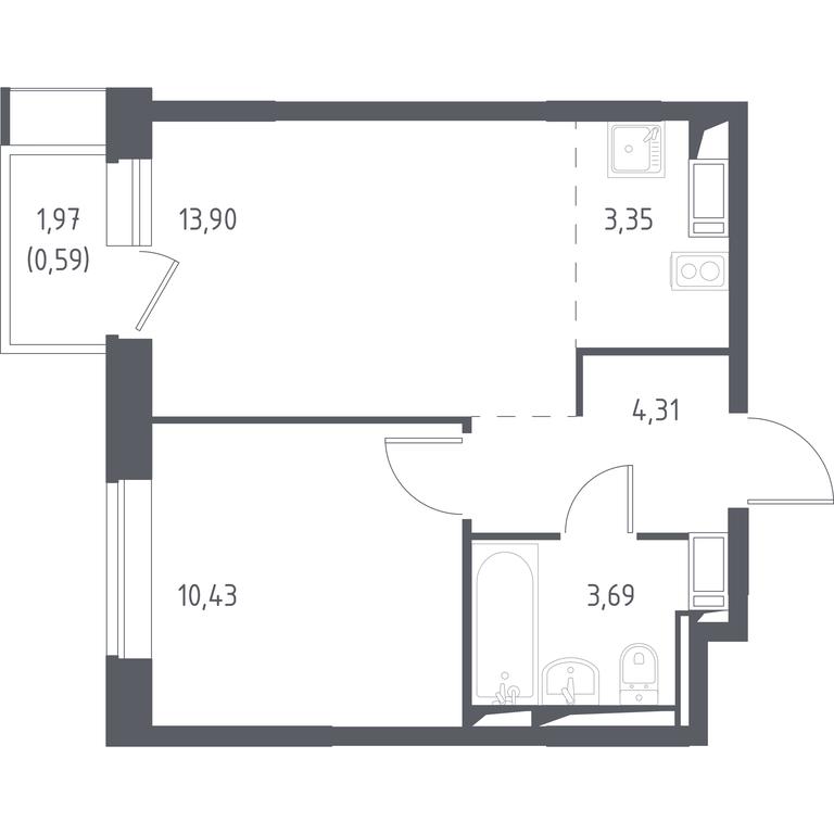 Apartment Sale, 36.2 sq. m. at Prigorod Lesnoe, Molodyozhny bulvar, 6, derevnya Misaylovo, Leninskiy City District, Moscow Region, Russia #1